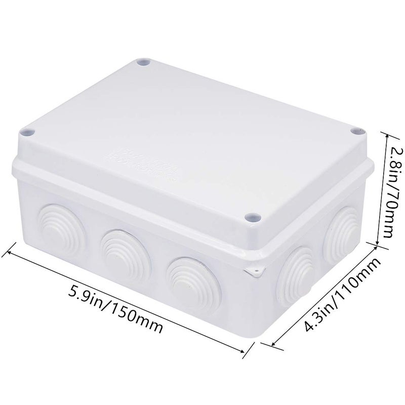 Zulkit Junction Box ABS Plastic Dustproof Waterproof IP65 Universal Electrical Boxes Project Enclosure White 5.9 x 4.3 x 2.8 inch (150 x 110 x 70mm) - Image 2